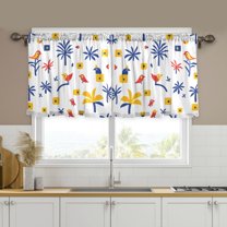 Yayeee Kitchen Curtains Set of 2 Light Filtering 57"x36" Over Sink Window Panels, Tropical Rhythm