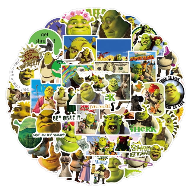 Paquete de pegatinas Donkey Shreks Anime, 50 unidades, 5 a 8 cm, dibujos animados decorativos