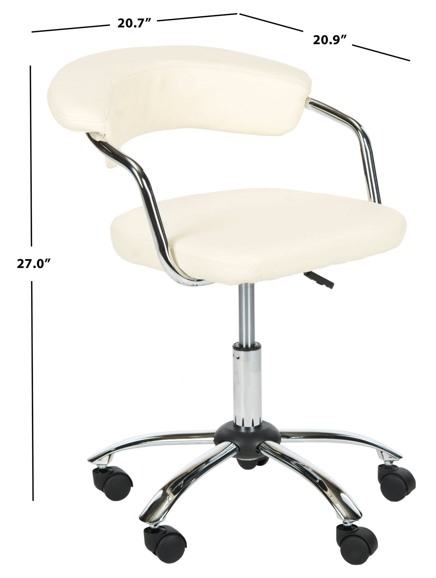 Safavieh Pier Faux Leather Mid Back Desk Chair, Creme