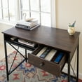 thumbnail image 3 of DecorTech Industrial Metal and Wood 30 "H Writing Desk with Drawer, Walnut, 3 of 11