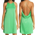 thumbnail image 1 of Alice + Olivia Robe Mini en Satin à Dos Bas pour Femmes Azitara en Jade Taille 10 $295, 1 of 1