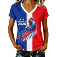 thumbnail image 2 of Women's Football Graphic T-Shirt,V-Neck Short Sleeve Graphic Print T-Shirt, Lightweight Summer Casual Soft Top for Everyday Wear for Soccer Tournament 2026 Blue Size: L, 2 of 4
