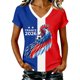 thumbnail image 2 of Women's Football Graphic T-Shirt,V-Neck Short Sleeve Graphic Print T-Shirt, Lightweight Summer Casual Soft Top for Everyday Wear for Soccer Tournament 2026 Blue Size: S, 2 of 4