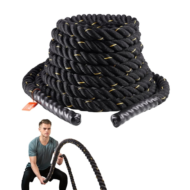 VEVOR Corde De Combat 38 Mm X 9,1 M – Polyester, Avec Manchon De Protection, Ancres Et Sangles – Pour Musculation à Domicile
