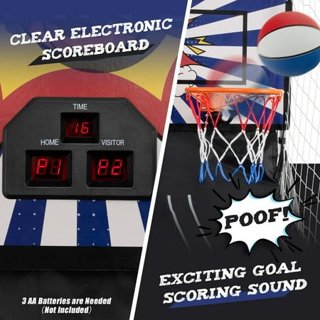 Costway - Dual Shot Basketball Arcade Game with 8 Game Modes Arcade Sound Electronic Scoring - White