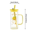 thumbnail image 2 of Bow Shaped Square Transparent Glass Cup With Lid Handle Suitable For And Girls Heat Coffee Cup Glass&Bottle, 2 of 6