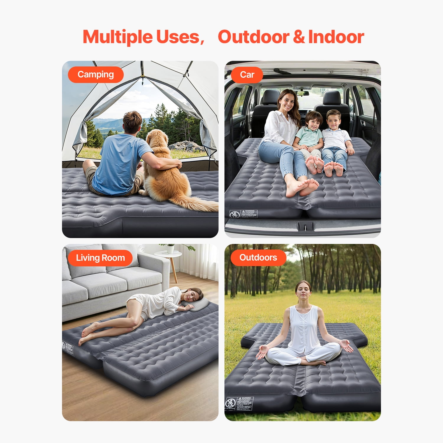 KFFKFF Vehicle Air Bed, Blow-up Vehicle Camping Bed, Robust Oxford Fabric Travel Slumber Solutions, Convenient and Long-lasting Mobile Rest Mat with Air Inflator, Adapter, Transport Sack