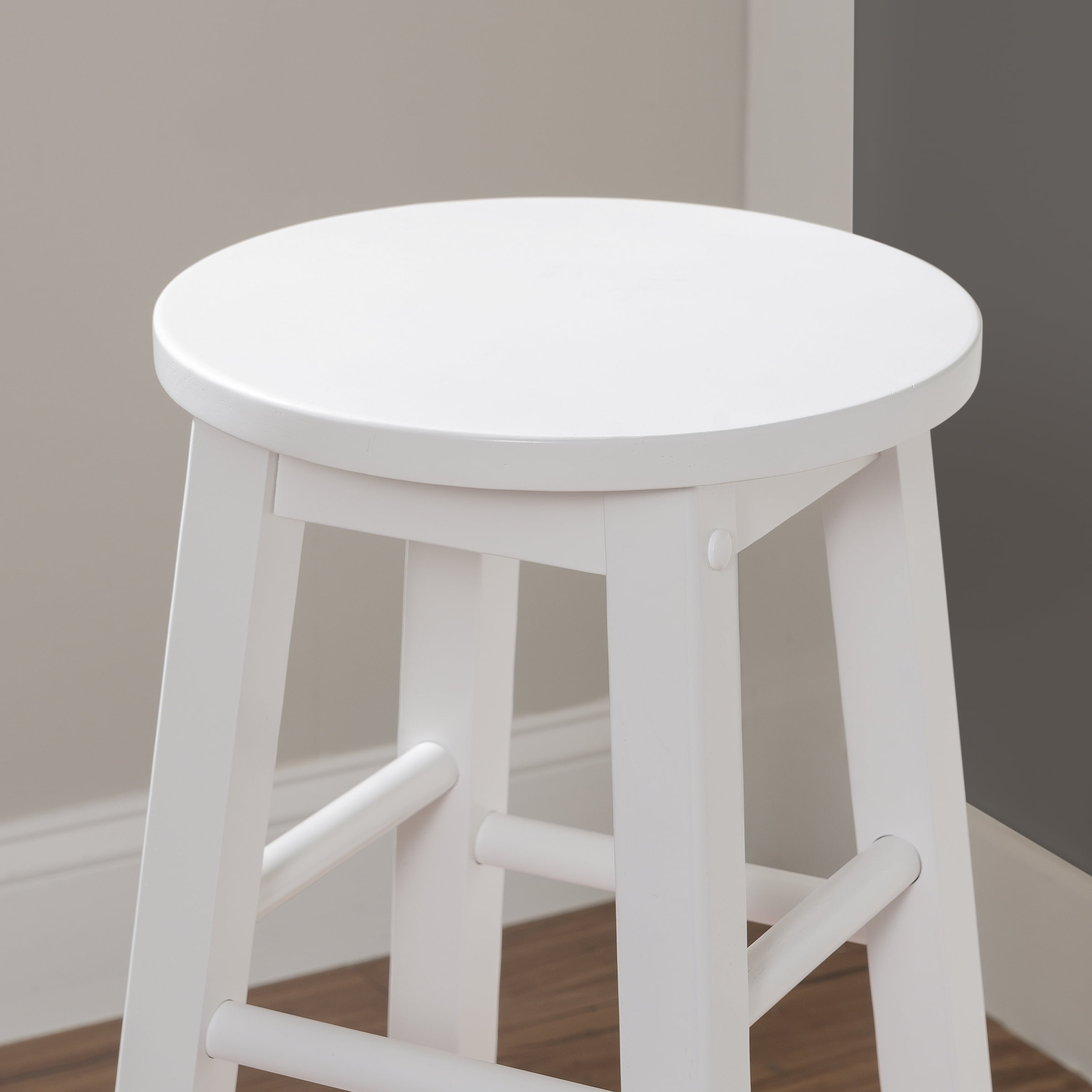 Linon McMullen 29" Indoor Wood Round Backless Bar Stool, White