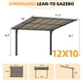 thumbnail image 2 of AECOJOY 12'x10' Gazebo, Outdoor Wall Mounted Hardtop Gazebo & Pergola with Aluminum Frame for Patio, Porch and Backyard in Black, 2 of 11
