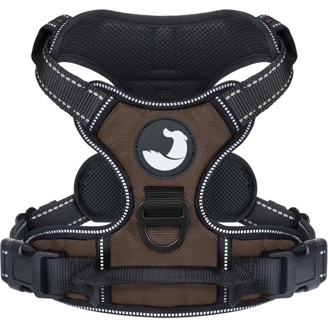 HAHDAXIA Anti-Pull Dog Harness for Small Dogs, Reflective Soft Padded Dog Harnesses, Adjustable, Breathable Chest Harness with Safe Easy Control Handle, Black, S