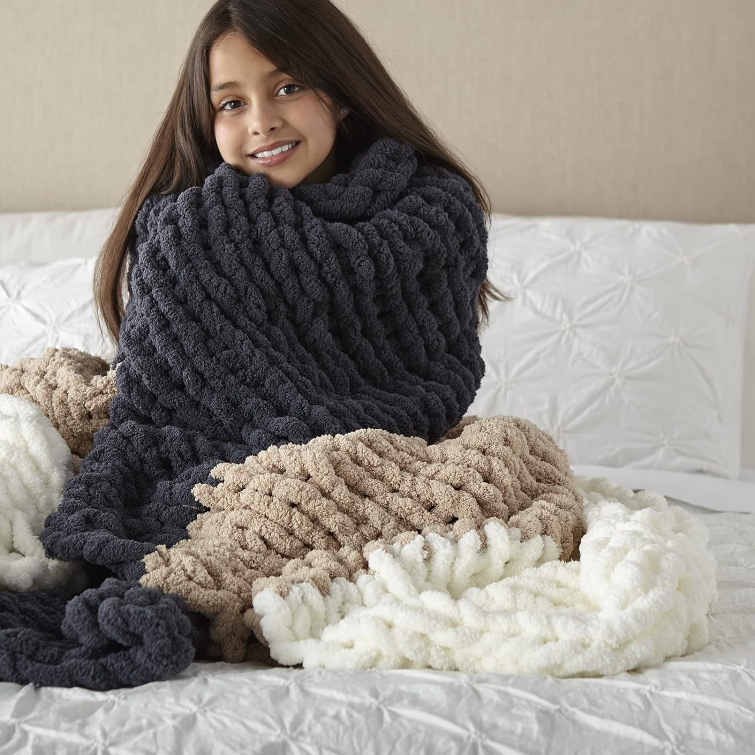 Crafted by Catherine Beige Chunky Chenille Jumbo Yarn, 41 yards, 10.5oz/300g (2 Pack)