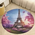 thumbnail image 5 of Eiffel Tower Floral Medallion Round Rug - Small Round Area Rug, Soft Non-Slip Machine Washable Bedroom Mat Indoor Accent Entry Carpet for Office Desk Dorm Hallway, 5 of 7