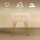 thumbnail image 3 of Ilios Innova | Taburete de tela tipo peluche color beige con patas metálicas doradas, asiento acolchado decorativo estilo glam minimalista para sala o recámara., 3 of 9