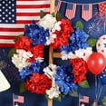 thumbnail image 1 of Todaioua Couronne du 4 Juillet de 20 Pouces, Couronnes Patriotiques pour Porte d'Entrée, Couronnes de Fleurs d'Hortensia Rouges Blanches Bleues avec Marguerite pour le Memorial Day, Couronne de la Fête de l'Indépendance pour Décoration de Porte d'Entrée Mur Fenêtre, 1 of 9