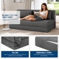 thumbnail image 6 of 80" Folding Sofa Bed Sleeper Chair - Single Size Convertible Futon Couch with Pillow & Foldable Mattress, Modern Linen Fabric for Small Space, Living Room, Dorm, 6 of 14