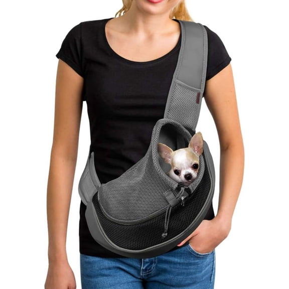 TIFOR Pet Dog Sling Carrier Large Pocket Adjust Strap Design Breathable Mesh Travel Safe Sling Bag Carrier for Dogs Cats
