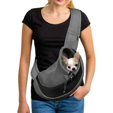 SUCS Pet Dog Sling Carrier Large Pocket Adjust Strap Design Breathable Mesh Travel Safe Sling Bag Carrier for Dogs Cats