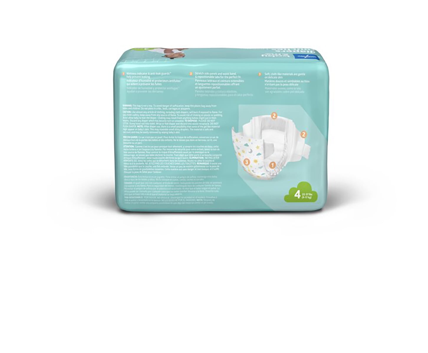 Medline Disposable Baby Diapers, Size 4 (22-37 LBS), Case of 200