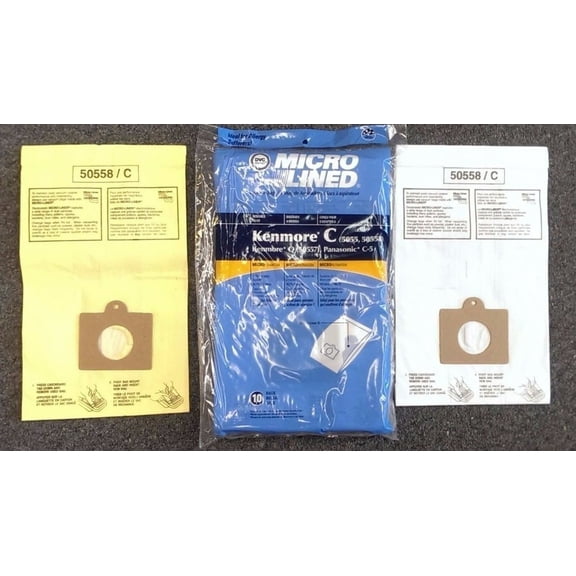 Style C 20-5055, 50557, 50558 Vacuum Cleaner Bags Bulk Deal, Designed For Kenmore Canisters (20 Total Bags).