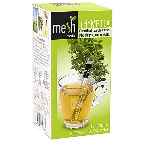 Mesh Thyme Stick Tea | 96 Sticks (6 Pack of 16) | Premium Instant Tea | No Artificial Colors or Flavors, No Messy Tea Bags, No Drips and No Spoon Needed