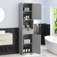 thumbnail image 6 of 2PCS Bathroom Storage Cabinets 64" Tall Narrow Wooden Cabinets Set of 2 with Doors Shelves Drawer Gray, 6 of 7