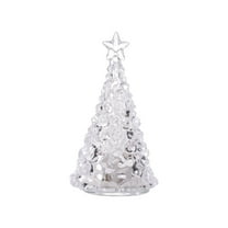 Beautynvta Lighted Christmas Tree, 4.13'' Acrylic Christmas Tree Night Light Christmas Decoration with Tree Top Star, Glitter Tabletop Figurine for Party Props