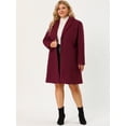 thumbnail image 2 of Women's Plus Size Winter Coats Elegant Notched Lapel Single Breasted Trench Coat Wine Red 2X, 2 of 7