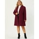 thumbnail image 2 of Women's Plus Size Winter Coats Elegant Notched Lapel Single Breasted Trench Coat Wine Red 2X, 2 of 7