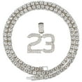 thumbnail image 3 of Charles Raymond Iced Out 23 Pendant on Tennis Chain for Men or Women - Blinged Out Hip Hop Jewelry on Blast! - Gold or Silver and Size Your Choice – TN001 #23 (Silver 18"), 3 of 5
