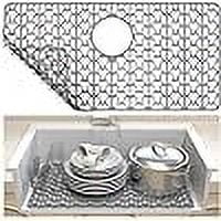 Silicone Sink Mat 24.8"x 13", Grey Kitchen Sink Protector Grid Accessory with Rear Center Drain Non-slip Folding Sink Grates for Bottom of Farmhouse Stainless Steel Porcelain Sink