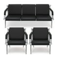 thumbnail image 6 of WALSPORT Office Reception Sofa Set PU Leather 3 Pcs Waiting Room Chairs Solon Guest Bench W/2PCS Black, 6 of 7