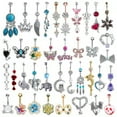 thumbnail image 2 of HOOUN Stylish Navel Belly Ring Rhinestone Button Bar Barbell Body Piercing Jewelry-#23 White Crystal Flower, 2 of 9