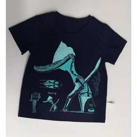 

Boy Casual Short Sleeve T-shirt Summer Print Black Top