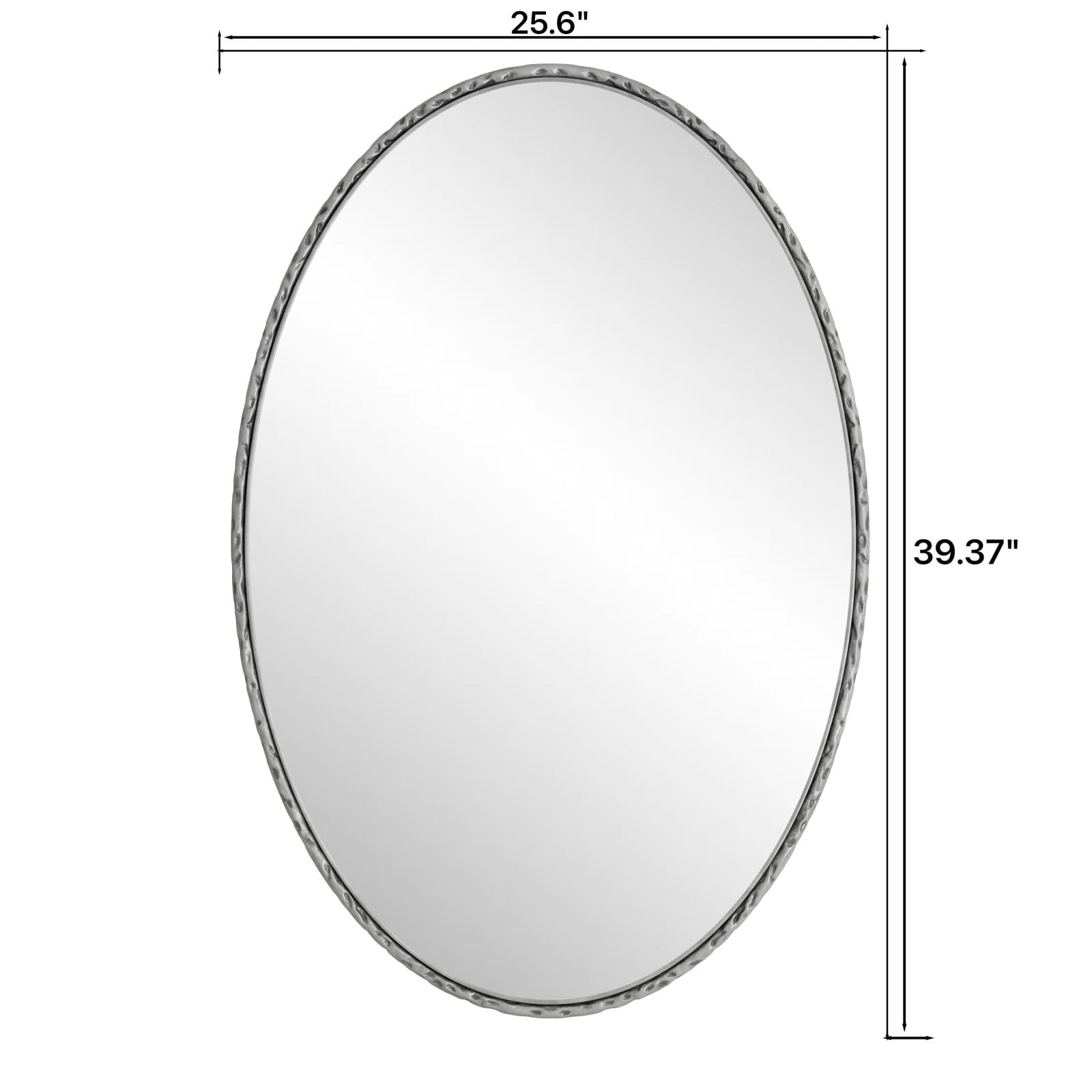 Hommoo 25.6"x39.37" Oval Bathroom Mirror, Wall Mounted Vanity Mirror for Wall, Silver