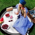 thumbnail image 3 of Black and White Striped Round Tablecloth 60 Inch - Waterproof Fabric Table Cloth Protector, Round Geometric Modern Art Tablecloths Washable Table Cover for Kitchen Banquet Coffee Table Outdoor Party, 3 of 6
