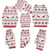 Matching Family Pajamas Sets Christmas Ethnic Print Blouse+Pants Set Xmas Family Clothes Pajamas Holiday Sleepwear for Adult