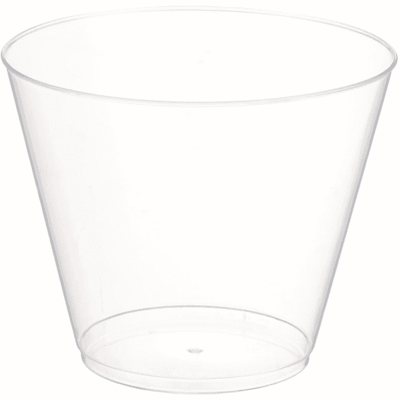 PMU Plastic Tumblers 9 oz. Clear Heavy Duty Old Fashioned Drinking Glasses Party Cups BPA Free Disposable Drinkware Set Pkg/25
