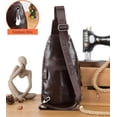 thumbnail image 6 of BULLCAPTAIN Genuine Leather Sling Bag for Men - Stylish Crossbody Chest Backpack with Cellphone Stand & Chain, 6 of 9