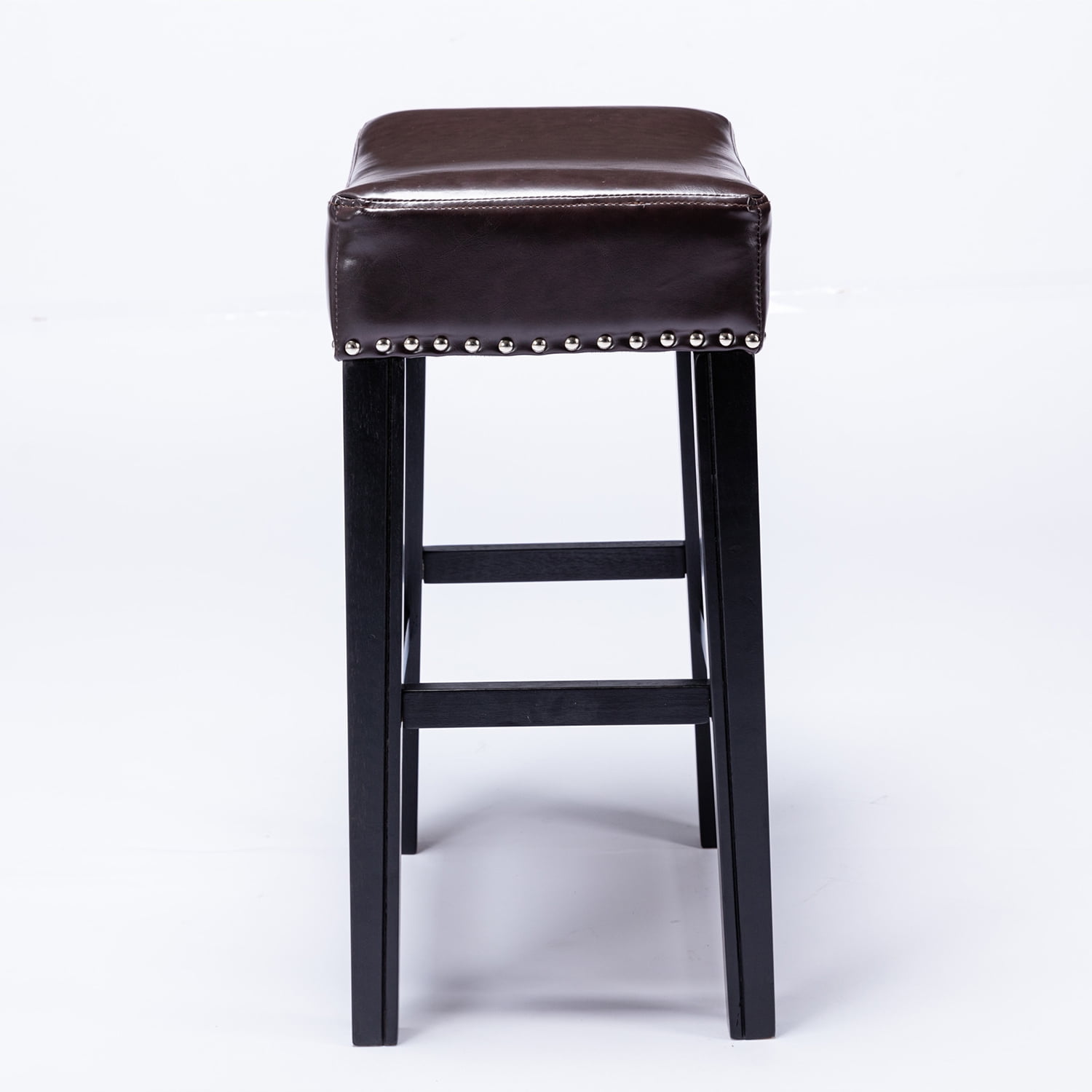 Kadyn 2pcs Counter Height 26" Bar Stools for Kitchen, Backless Faux Leather Stools, Brown Farmhouse Island Chairs Kadyn 2pcs Counter Height 26" Bar Stools for Kitchen, Backless Faux Leather Stools, Brown Farmhouse Island Chairs