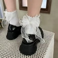 thumbnail image 3 of TBWNWG Women's Day Mesh Bow Ankle Socks Girly Style Cute Pile Footwear for Her,Size One Size, 3 of 3