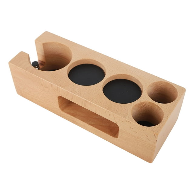 Soporte de madera para compactador de filtro de café, compactador de filtro de café de madera Soporte de madera para compactador de café Estación de apisonado de café Diseño de última generación