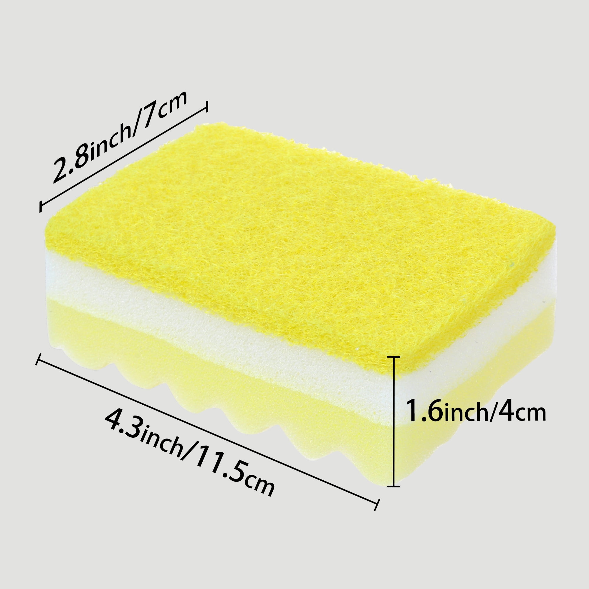 Unique Bargains 4 Pack Non-Scratch Scrub Sponges Home Kitchen Cleaning Sponge Yellow Pink