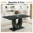 thumbnail image 5 of 63" Modern Rectangle Faux Marble Dining Table Room Sets for 4,Dining Table with 4 Velvet Dining Chairs,Black Table and 4 Beige Chairs with Silver Leg, 5 of 7