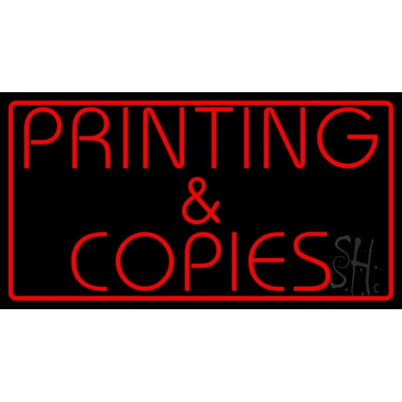 Printing And Copies LED Neon Sign 13 x 24 - inches, Clear Edge Cut Acrylic Backing, with Dimmer - Bright and Premium built indoor LED Neon Sign for Computer & Electronics store decor.