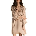 thumbnail image 1 of Conjunto de 2 piezas de camisón de satén con bata para mujer, camisón sexy de encaje, camisón sin mangas, 1 of 7