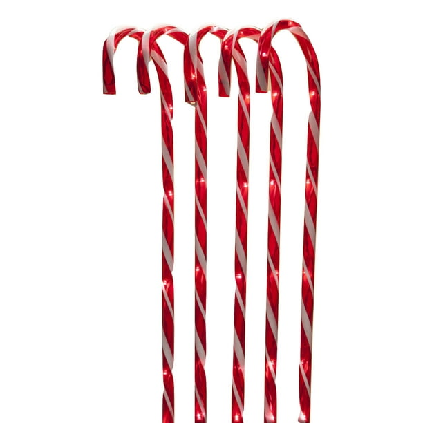 Set of 5 - 28&quot; Lighted Candy Cane Light Pathway Markers Christmas Yard