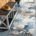 thumbnail image 2 of SAFAVIEH Cabana Lowell Floral Indoor/Outdoor Runner Rug, Grey/Blue, 2'2" x 7', 2 of 14
