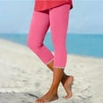 thumbnail image 2 of UVEASISHA Womens Lace Trim Capri Leggings High Waisted Cropped Yoga Pants Stretch Comfy Workout Capris Pink S, 2 of 8