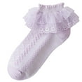 thumbnail image 2 of Bnwani Toddler Socks Boys Cotton Dance Thin Solid Color Lace Floral Socks Purple 4-5t, 2 of 3
