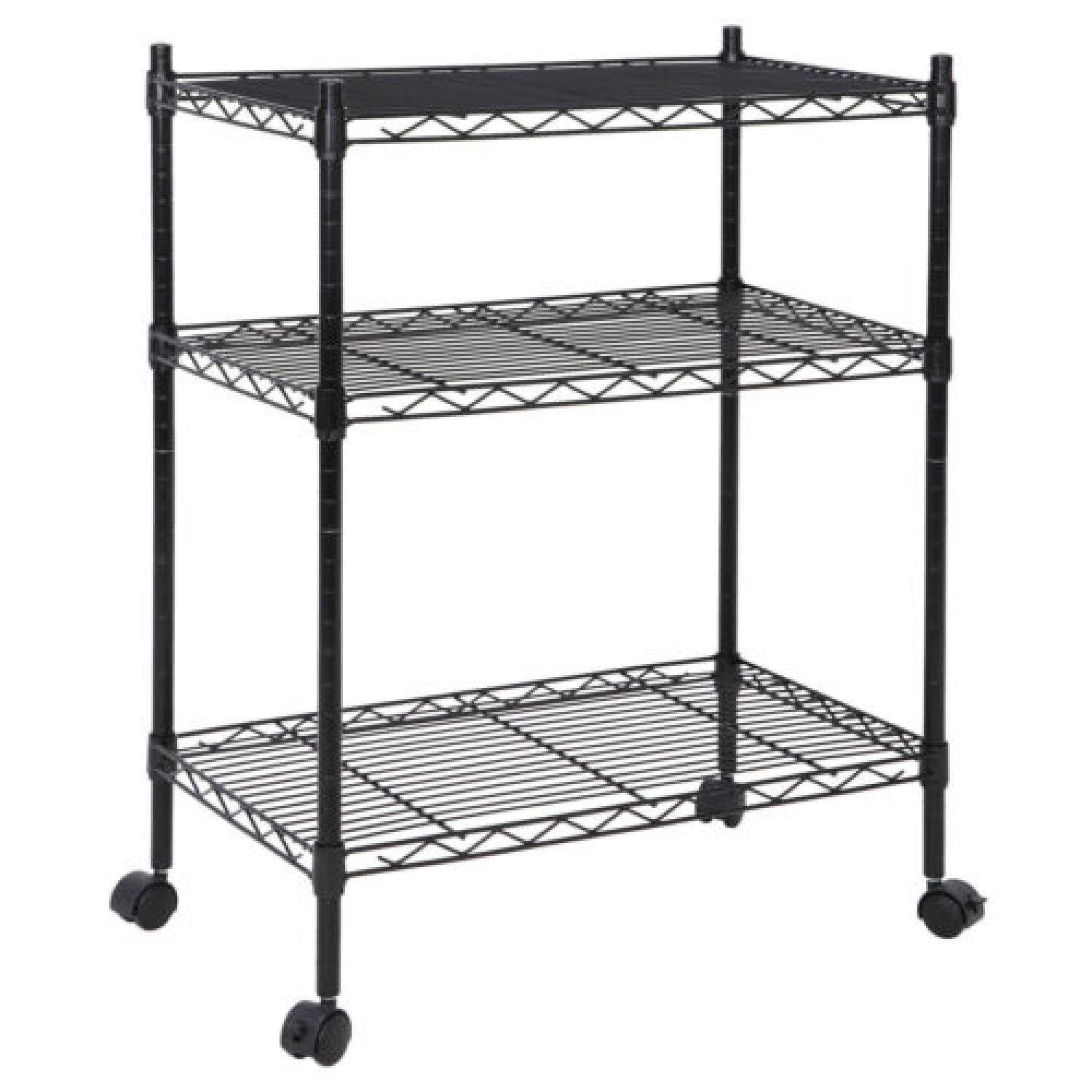 3 Tires Wire Rack Unit Shelving Rolling Kitchen Cart Adjustable Storage 4 Wheels